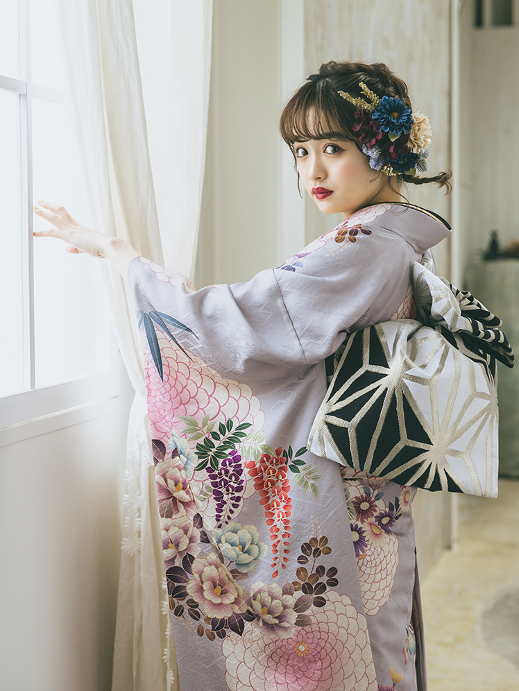 振袖レンタル（グレー・キュート トレンド 有名人着用 ブランド