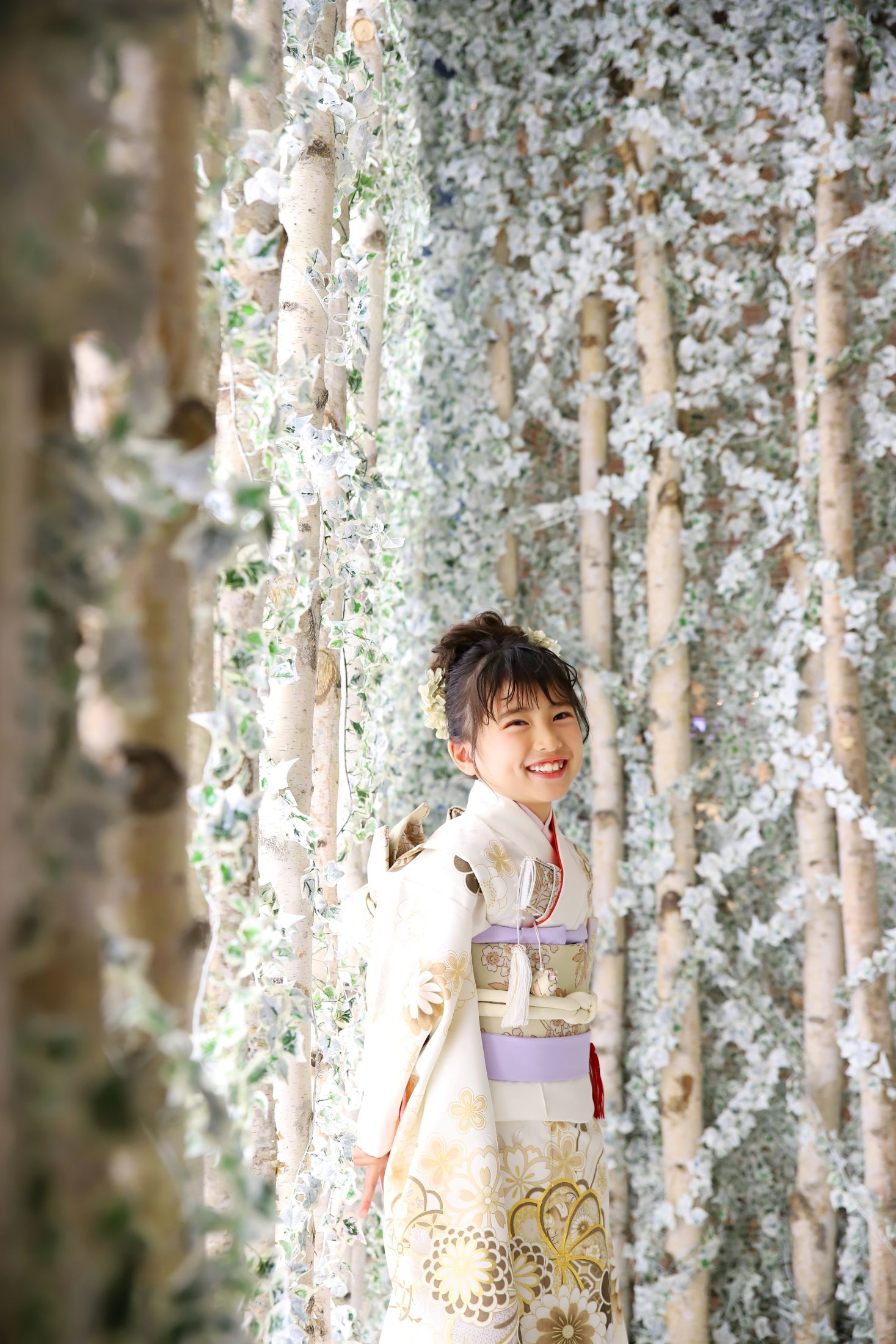 着物を着た5歳の女の子。ららぽーと堺での七五三のスタジオ撮影。大阪府堺市美原区黒山22-1 ららぽーと堺 3F